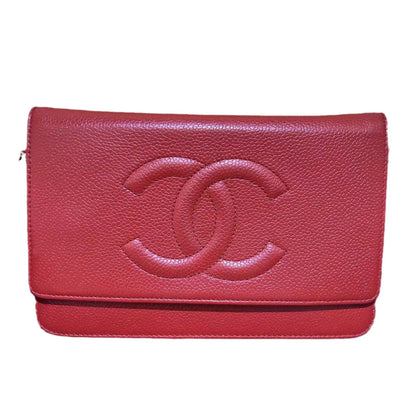 Chanel Wallet on Chain WOC Double CC Red Caviar Leather