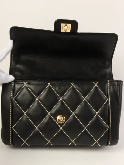 Chanel Around  Made Wild Stitch Turn-Lock Top Handle Bag Black