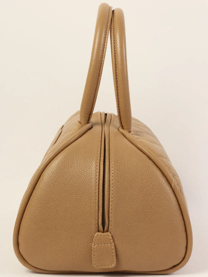Chanel Around  Made Caviar Skin Cc Mark Stitch Top Handle Bag Mocha Beige