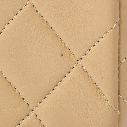 Chanel Around 1990 Made Full Flap Turn-Lock Chain Bag Mini Beige