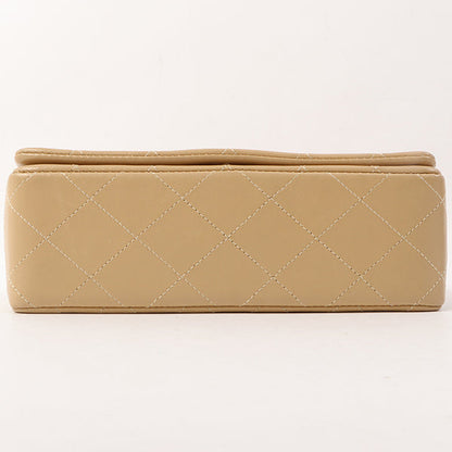 Chanel Around 1990 Made Full Flap Turn-Lock Chain Bag Mini Beige