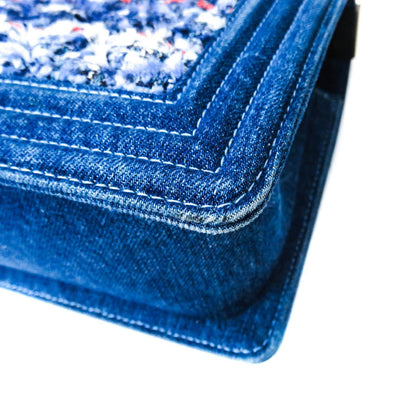 Old Medium Boy Bag in Denim and Tweed with RHW