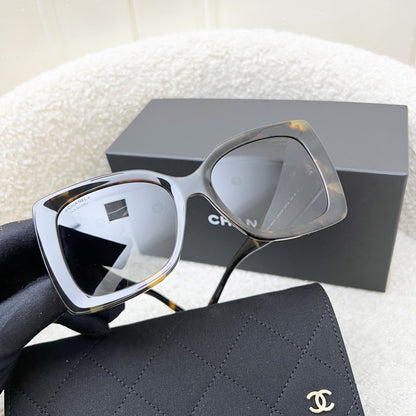 Chanel Logo Sunglasses in Brown Tortoise Shell Patterned Acetate with Grey Gradient Lenses