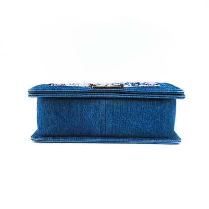 Old Medium Boy Bag in Denim and Tweed with RHW