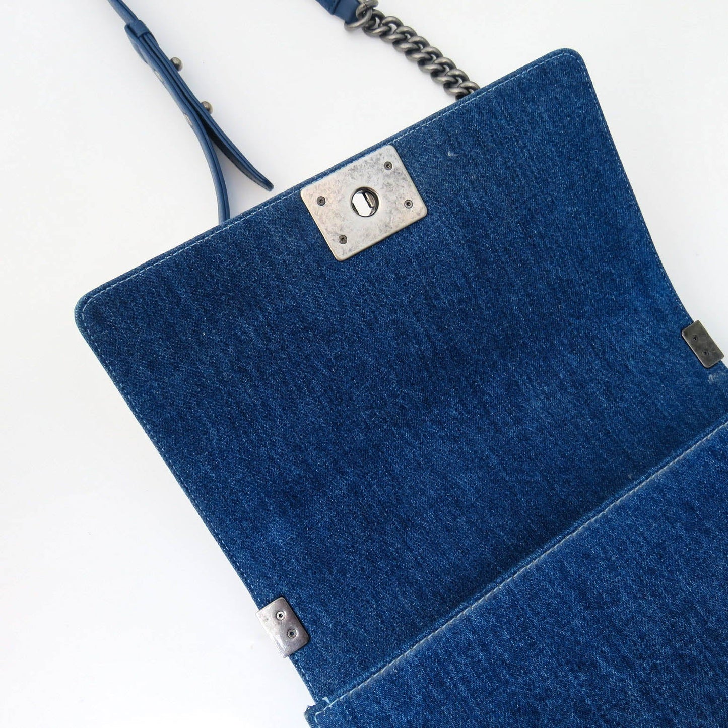 Old Medium Boy Bag in Denim and Tweed with RHW