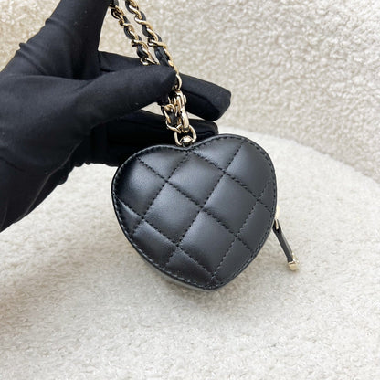 Chanel 25B Mini Heart Bag Charm in Black Lambskin and LGHW (Model: AP4838)