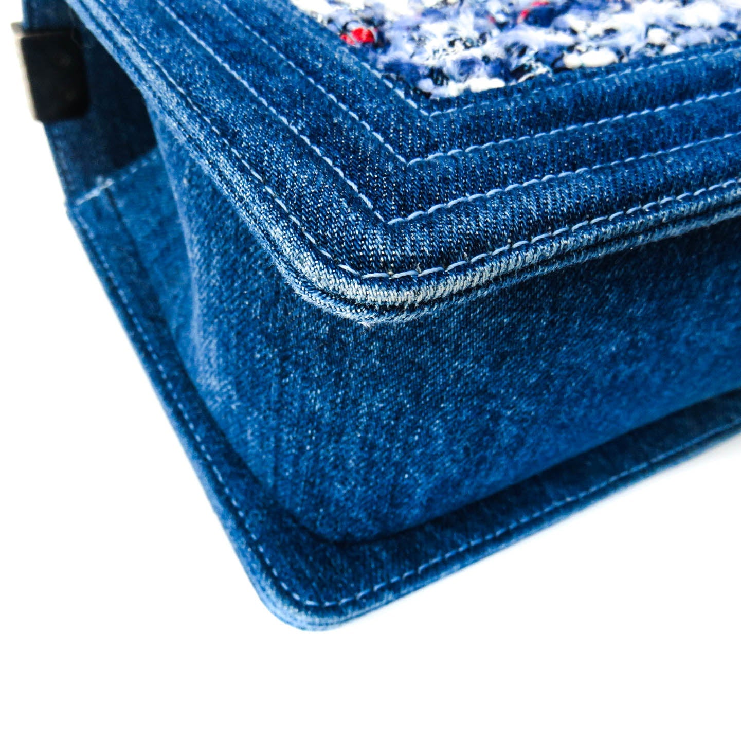 Old Medium Boy Bag in Denim and Tweed with RHW