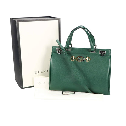 Gucci Zumi Handbag Dark Green Grained Leather