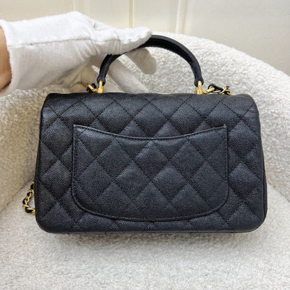 Chanel Top Handle Mini Rectangle Flap in 21S Black Caviar and AGHW