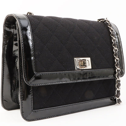 Chanel Around 2000 Made Canvas Patent Combination 2.55 Chain Shoulder Bag Black