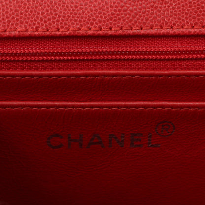 Chanel Around 1998 Made Bicolore Stitch Turn-Lock Handbag Red/Silver