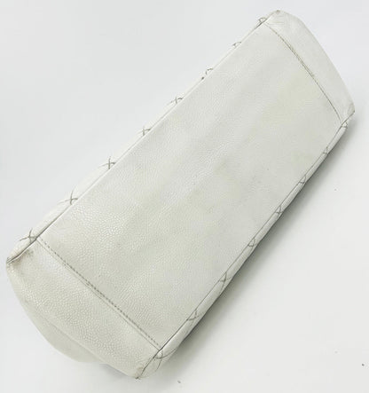 Chanel Quilted White Caviar Grand Shopper Tote