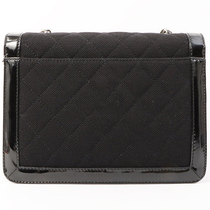 Chanel Around 2000 Made Canvas Patent Combination 2.55 Chain Shoulder Bag Black