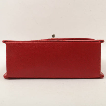 Chanel Around 1998 Made Bicolore Stitch Turn-Lock Handbag Red/Silver