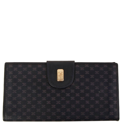 Celine Macadam Pattern Logo Plate Long Wallet Navy