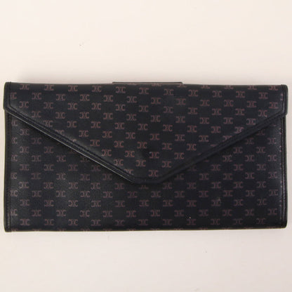 Celine Macadam Pattern Logo Plate Long Wallet Navy