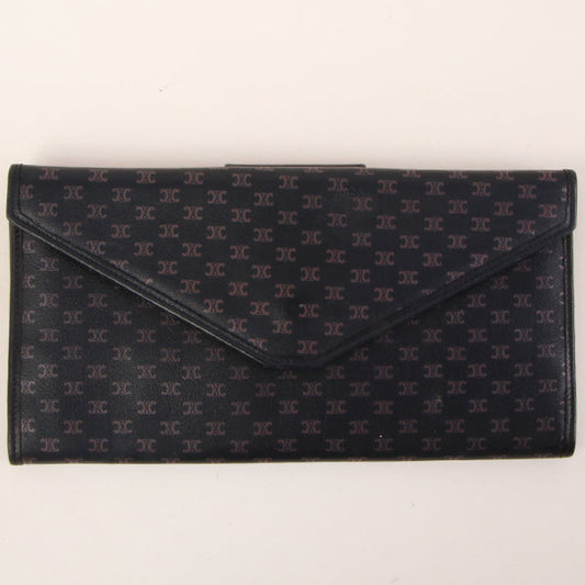 Celine Macadam Pattern Logo Plate Long Wallet Navy