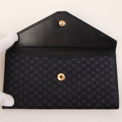 Celine Macadam Pattern Logo Plate Long Wallet Navy