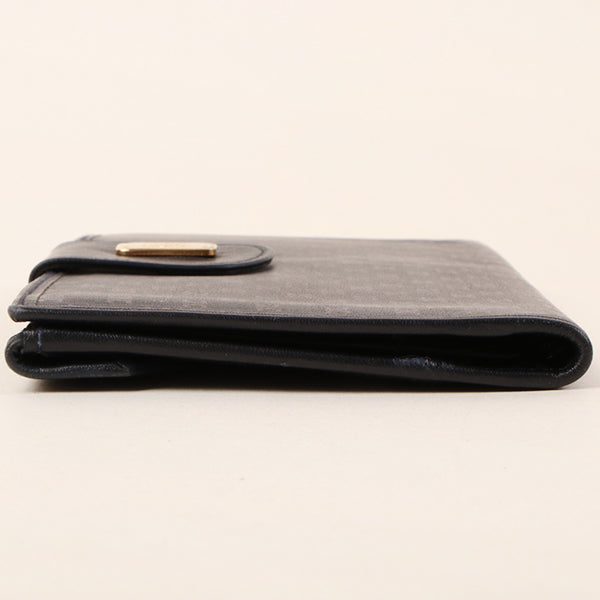 Celine Macadam Pattern Logo Plate Long Wallet Navy