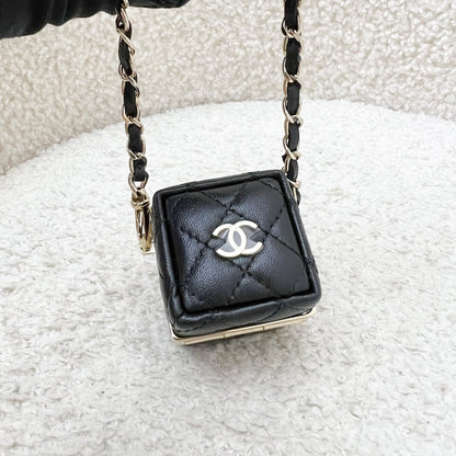 Chanel Cube Bag Charm in Black Lambskin and GHW