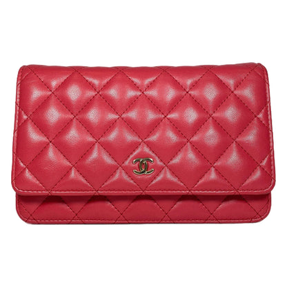 Chanel Raspberry Lambskin Wallet on Chain