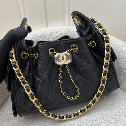 Chanel 25 Mini Hobo Bag in Black Caviar and AGHW (Model: AS5631)