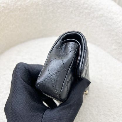 Chanel Classic Mini Bag with Hook Bag Charm with Pearls and Crystals in Black Lambskin and LGHW (Model: AP4760)