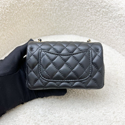 Chanel Classic Mini Bag with Hook Bag Charm with Pearls and Crystals in Black Lambskin and LGHW (Model: AP4760)