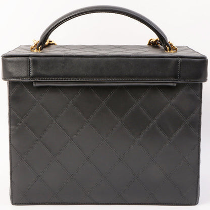 Chanel Around 1992 Made Bicolore Stitch Round Turn-Lock Vanity 2Way Bag Black