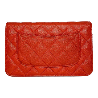 Chanel Red Coral Caviar Wallet on Chain