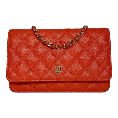 Chanel Red Coral Caviar Wallet on Chain
