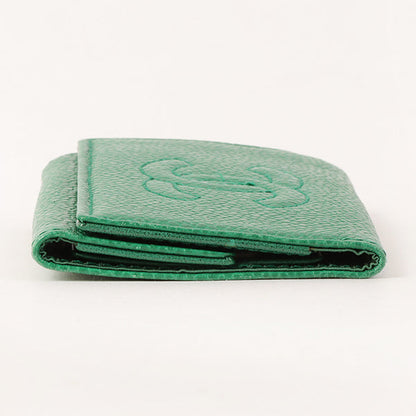 CHANEL Around 1997 Made Caviar Skin Cc Mark Stitch Key Case Green