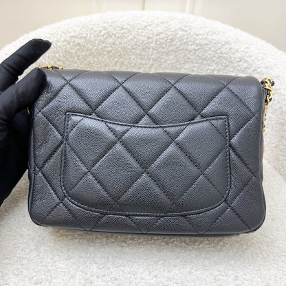 Chanel 22A “Twist Your Buttons” Small / Mini Flap in Black Caviar and AGHW (Model: AS3369)