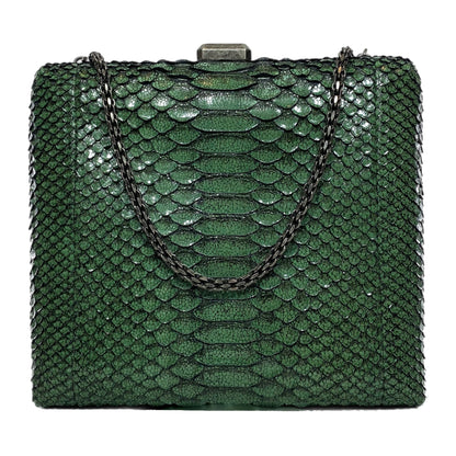 Chanel Green Python Snakeskin CC Kiss Shoulder Bag
