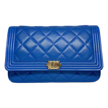 Chanel Royal Blue Lambskin Boy Wallet on Chain