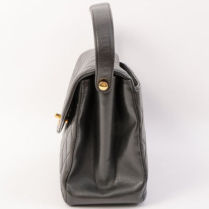 Chanel Around 1997 Made V Flap Turn-Lock Handle Bag Black