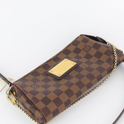 Louis-Vuitton Eva Bag in Damier Ebene with strap