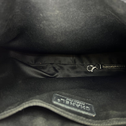 GST Black Tote Bag in Caviar Leather, Silver hardware