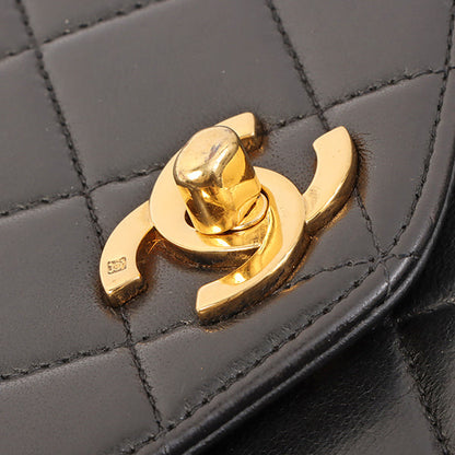 Chanel Around 1997 Made V Flap Turn-Lock Handle Bag Black