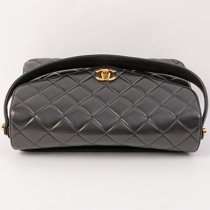 Chanel Around 1997 Made V Flap Turn-Lock Handle Bag Black