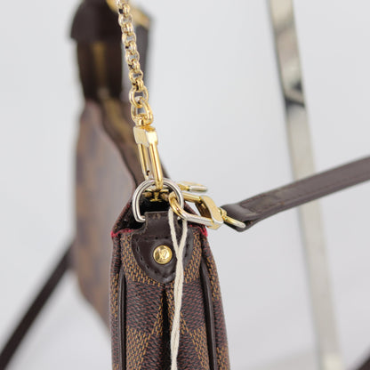 Louis-Vuitton Eva Bag in Damier Ebene with strap