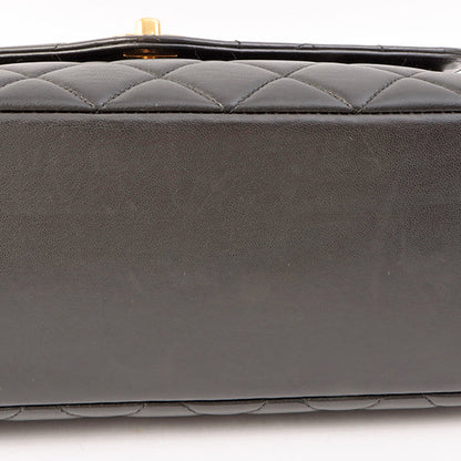 Chanel Around 1997 Made V Flap Turn-Lock Handle Bag Black
