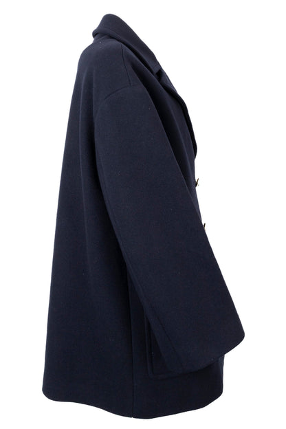 CELINE Double Breasted Peacoat Wool Navy
