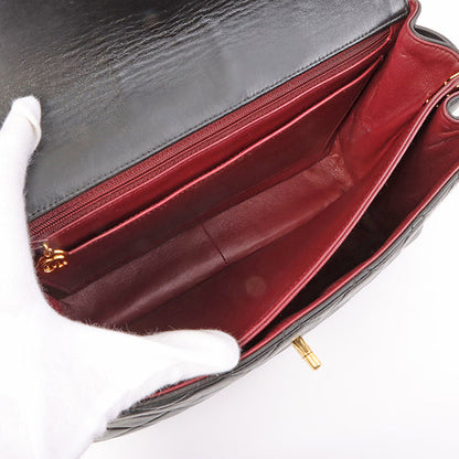 Chanel Around 1997 Made V Flap Turn-Lock Handle Bag Black