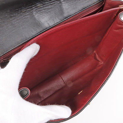 Chanel Around 1997 Made V Flap Turn-Lock Handle Bag Black