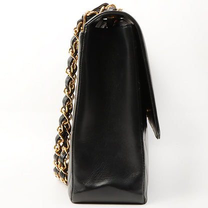Chanel Around 1992 Made Big Cc Mark Stitch Turn-Lock Chain Bag Black