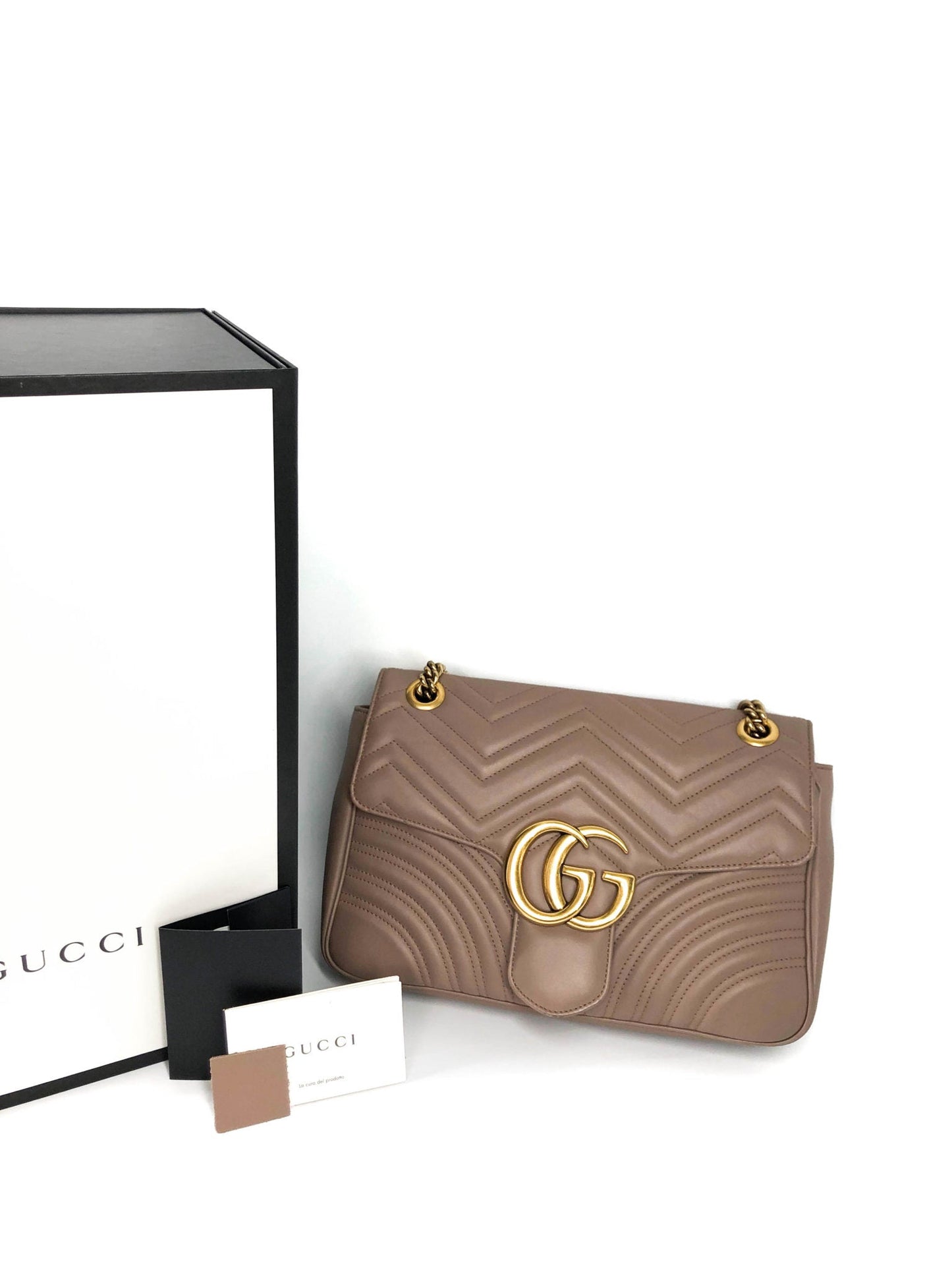Gucci Marmont Matelasse Medium Leather Shoulder Bag in Beige