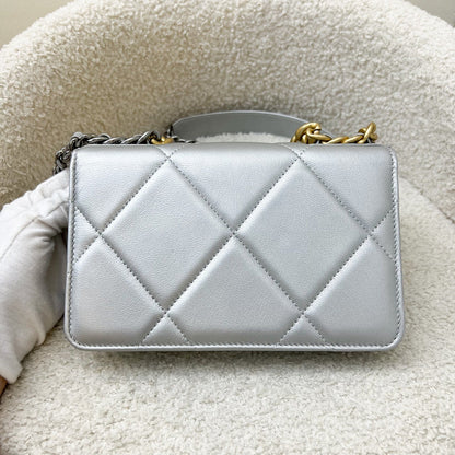 Chanel 19 Wallet on Chain WOC in Silver Lambskin and 3-Tone HW (Model: AP3267)