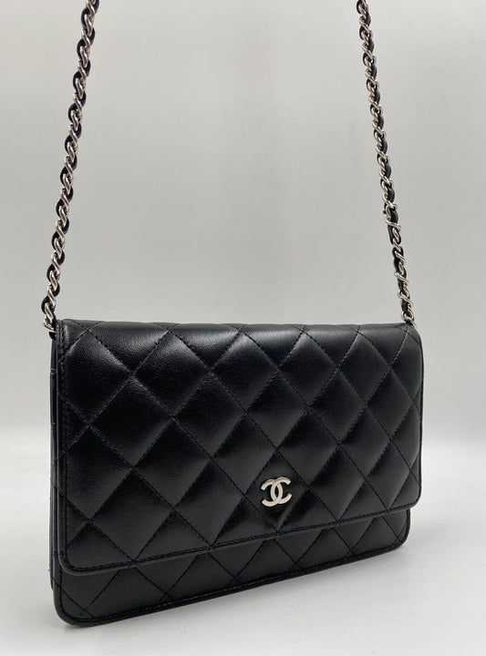 Chanel Classic Wallet on Chain - Black Lambskin Leather