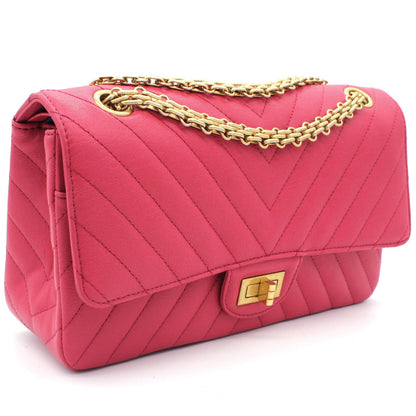 Fushia Chevron Reissue Medium Calfskin Flap Bag